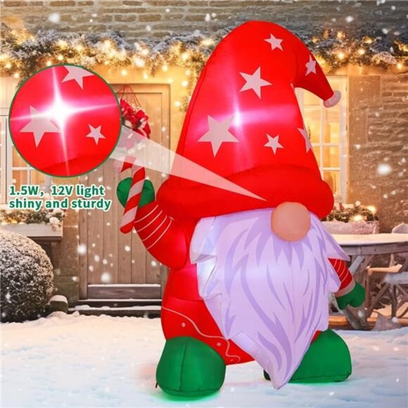 4FT Tall Christmas Inflatables Outdoor Decorations, Xmas Blow Up Gnomes - Picture 3 of 7